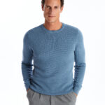 Crew Neck Long Sleeve Men's Tricot Sweater