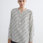 Notch Neck Patterned Blouse
