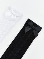 Bow Detailed Girls' Knee Socks 2 Pack - Image 2