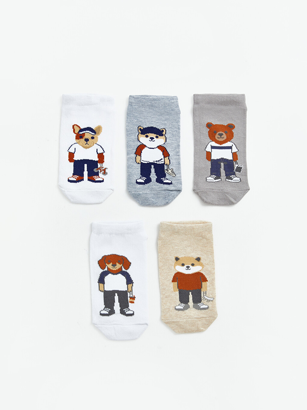 Patterned Boys' Trainer Socks 5 Pack