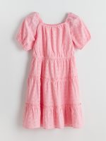 Square Collar Broderie Detail Girls' Dress