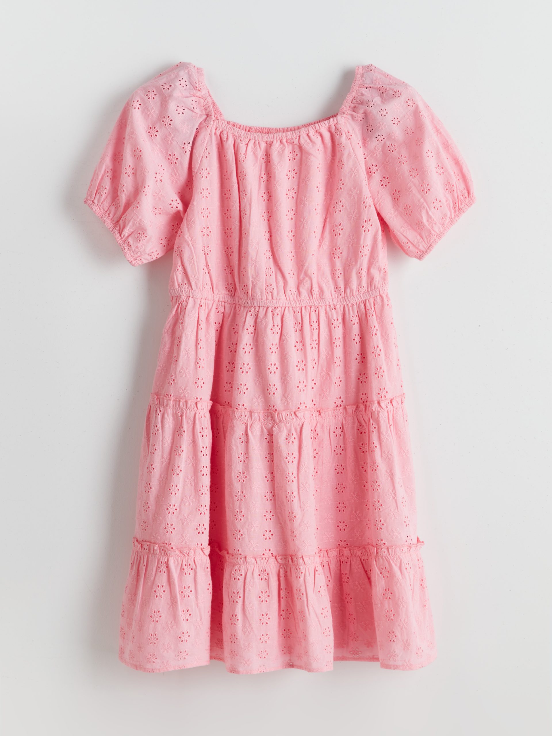 L_20251-S5H319Z4-G0U_A.jpg Square Collar Broderie Detail Girls' Dress - Image 1