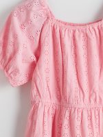 Square Collar Broderie Detail Girls' Dress - Image 3