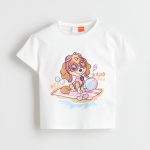 Crew Neck Paw Patrol Printed Girls' T-Shirt