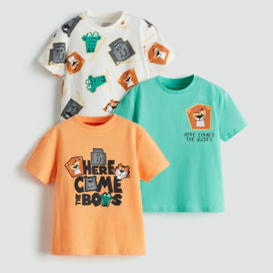 Crew Neck Printed Boys' T-Shirt 3-pack