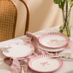 Bow Print Ceramic Cake Plate Set of 4 21 cm