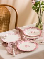 Bow Print Ceramic Cake Plate Set of 4 21 cm