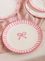 Bow Print Ceramic Cake Plate Set of 4 21 cm - Image 2