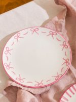 Bow Print Ceramic Cake Plate Set of 4 21 cm - Image 3