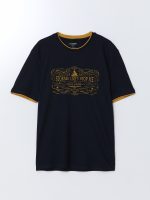 Crew Neck Short Sleeve Printed Combed Cotton Men's T-shirt