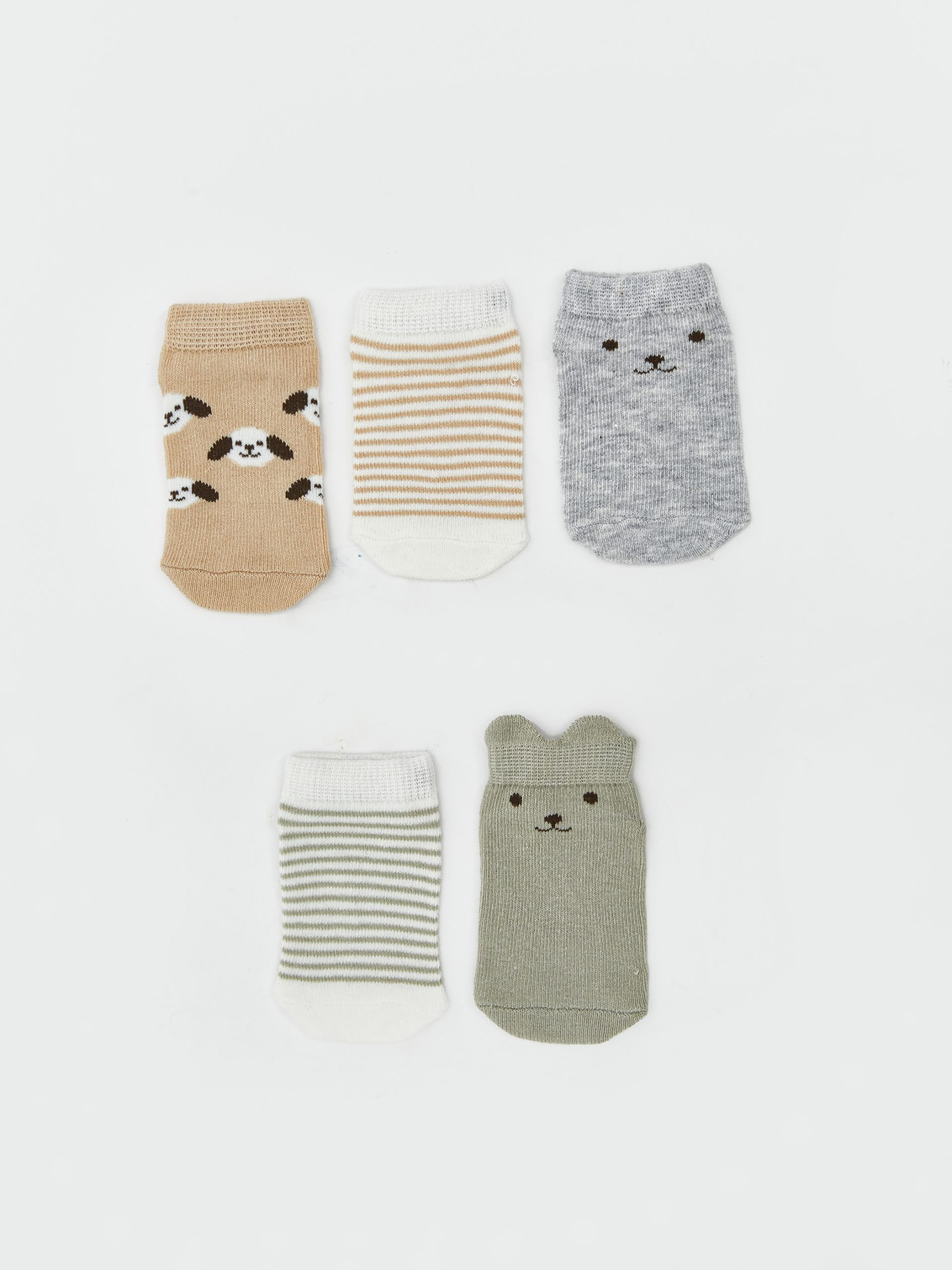 Patterned Baby Boys Trainer Socks 5 Pack