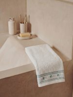 Striped Embroidered Cotton Hand Towel 30x50 cm