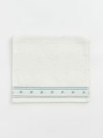 Striped Embroidered Cotton Hand Towel 30x50 cm - Image 3