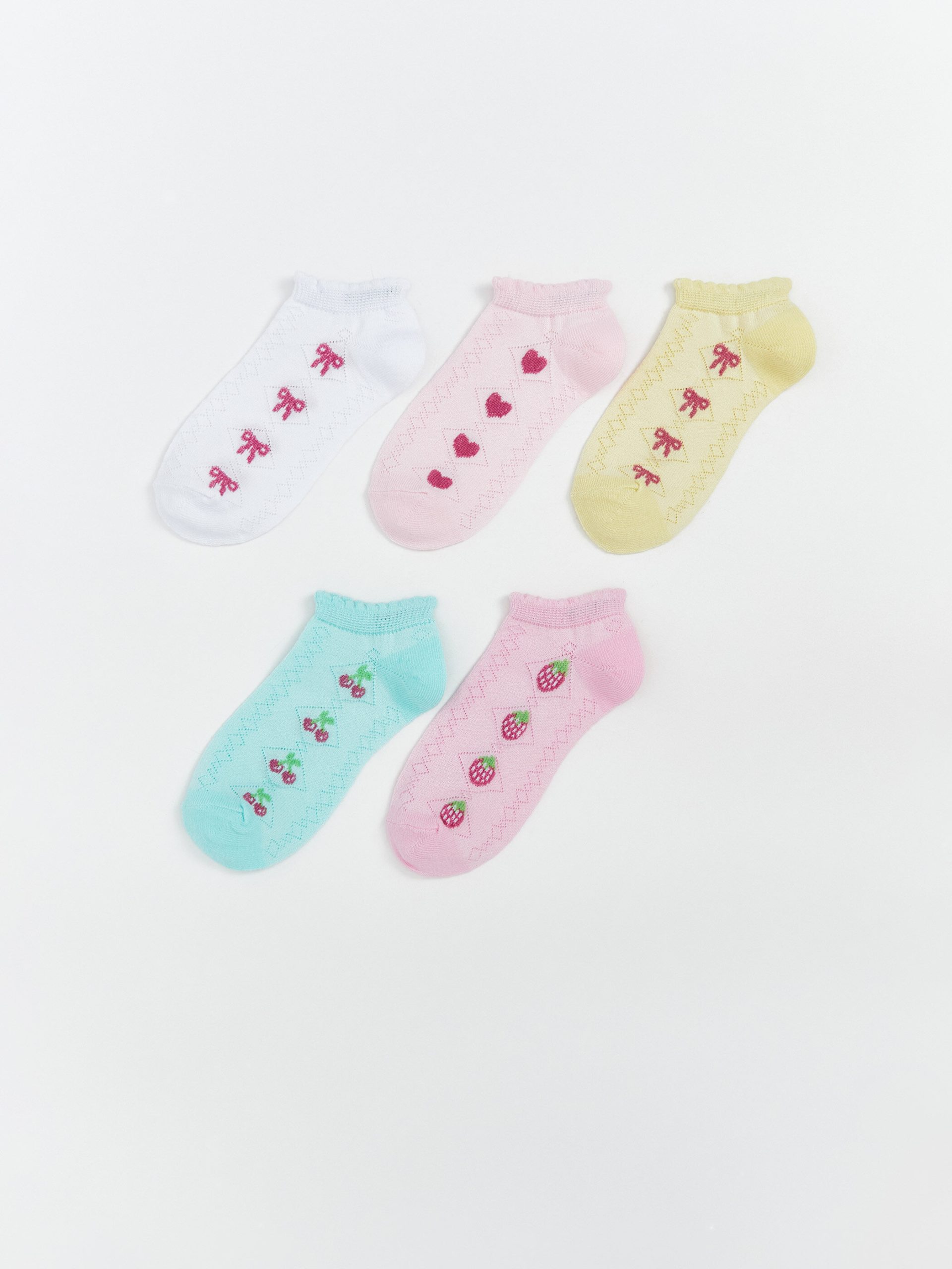 Patterned Girls' Trainer Socks 5 Pack