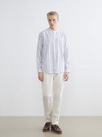 Regular Fit Striped Men's Shirt with a Mandarin Collar - Image 2