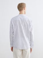 Regular Fit Striped Men's Shirt with a Mandarin Collar - Image 4