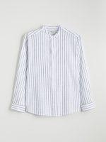 Regular Fit Striped Men's Shirt with a Mandarin Collar - Image 5