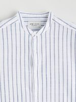 Regular Fit Striped Men's Shirt with a Mandarin Collar - Image 6