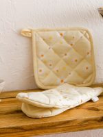 Floral Oven Mitten Pot Holder Drying Cloth Set - Image 3