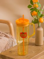 Printed Glass Tumbler with Straw, 1200 ml