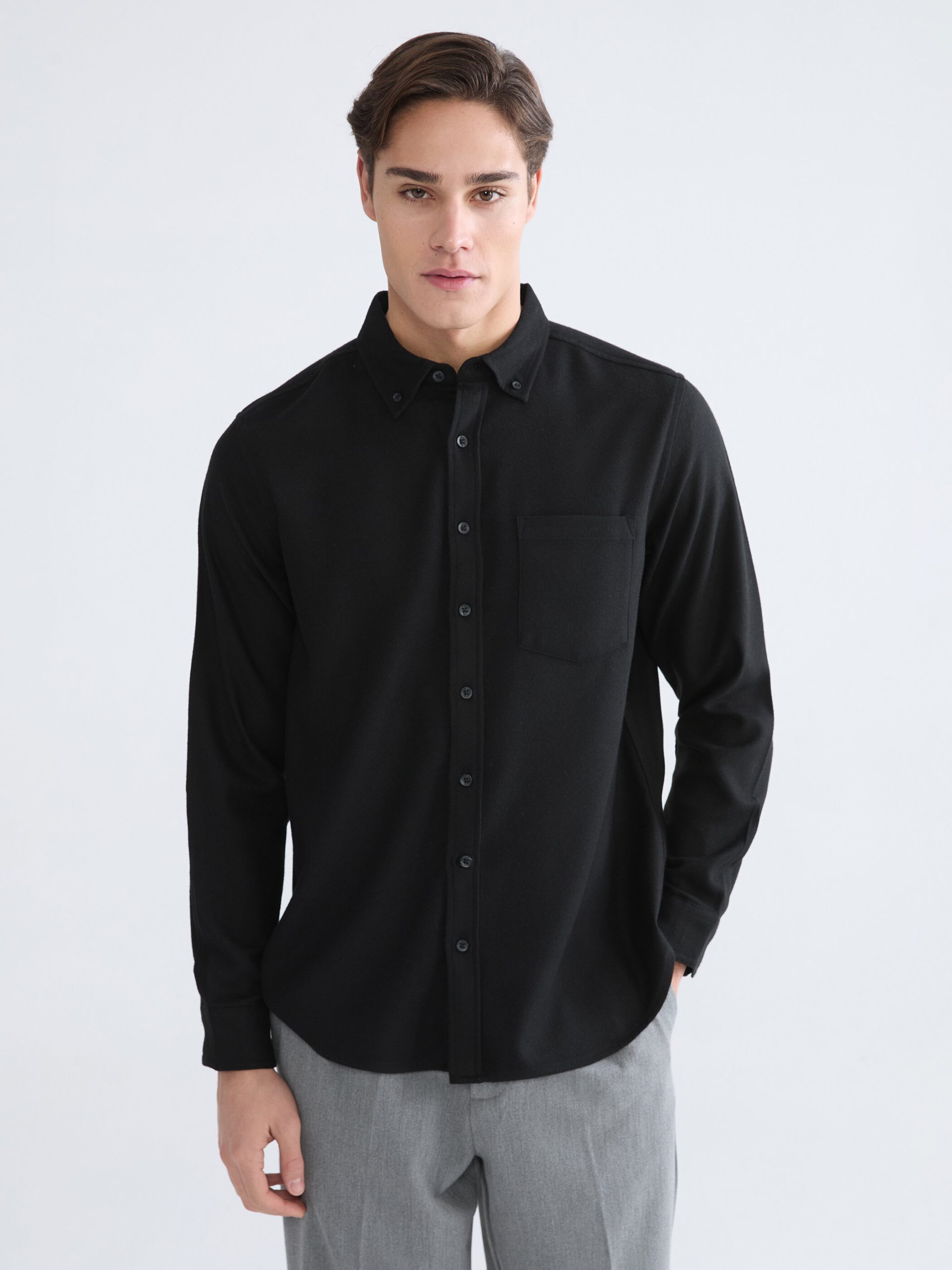 L_20261-S60459Z8-RQL-96-77-94-189_A.jpg Regular Fit Gabardine Men's Shirt - Image 1