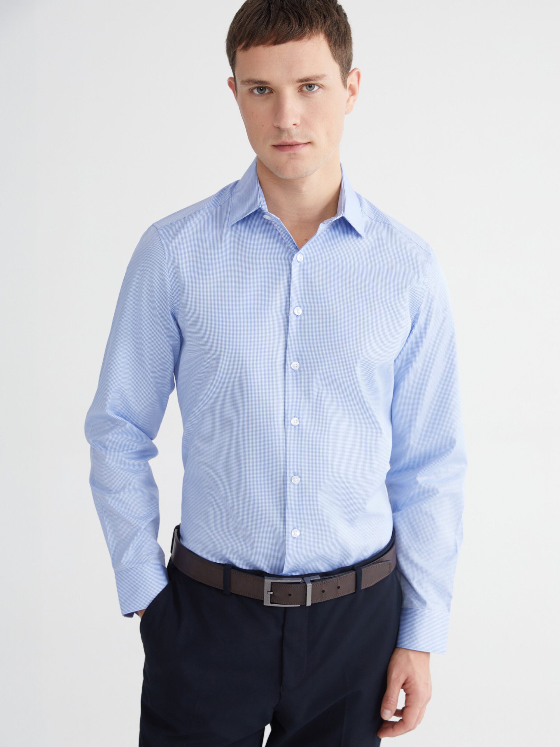 Slim Fit Patterned Gabardine Men's Shirt
