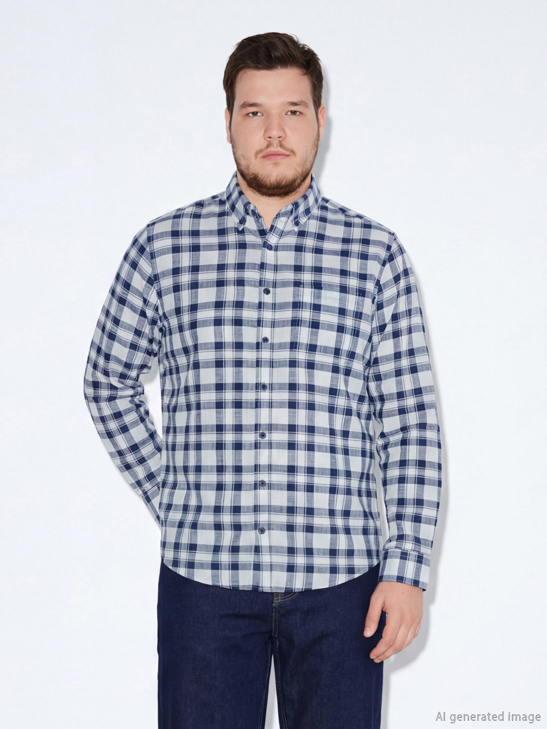 Regular Fit Plaid Shirt for Men