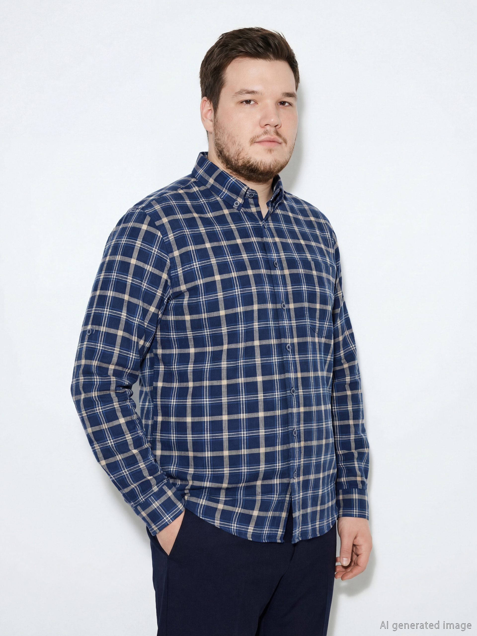 L_20261-S61470Z8-LN6-116-113-110-185_P.jpeg Regular Fit Plaid Men's Shirt - Image 1