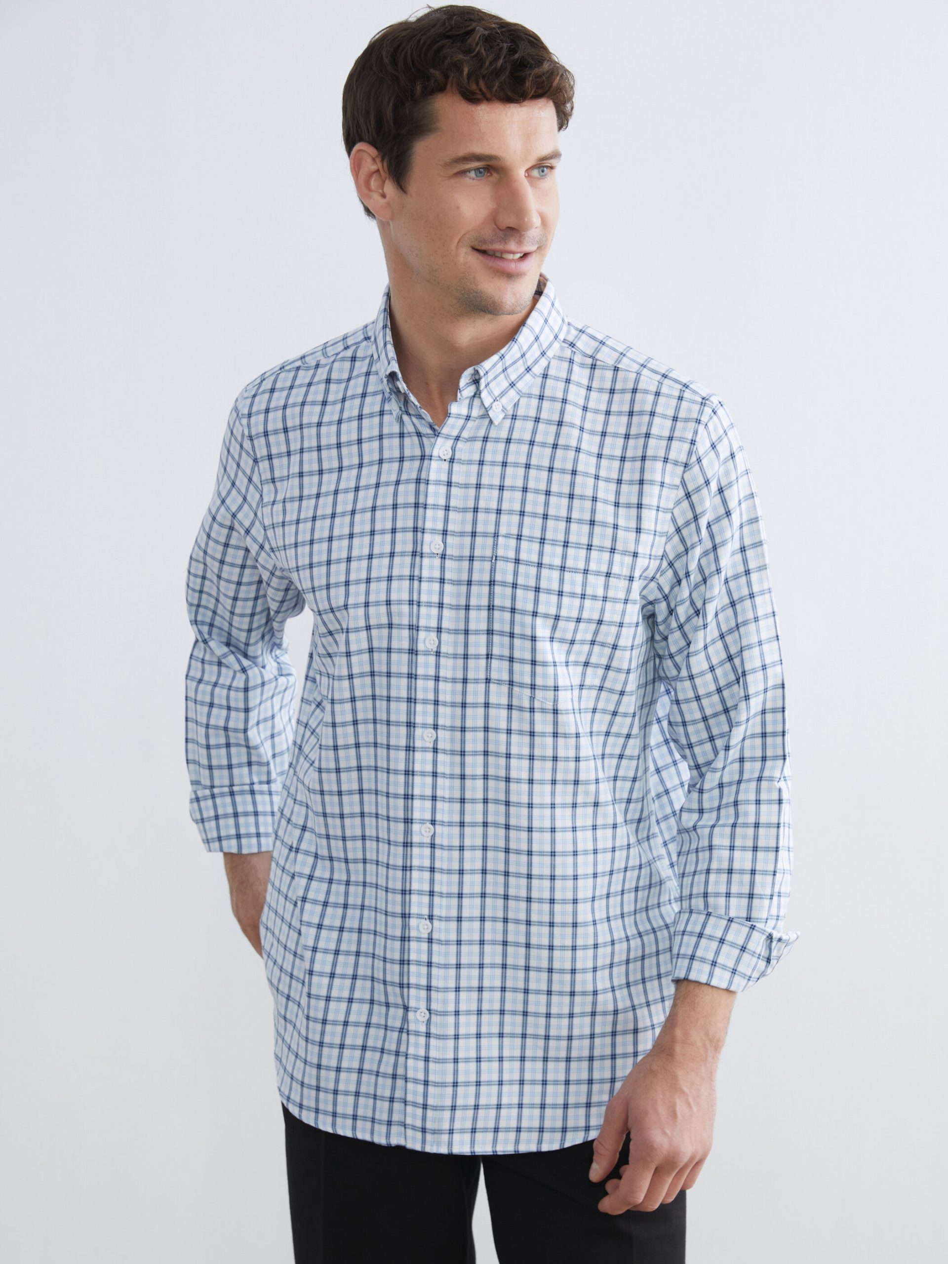 Men's Regular Fit Plaid Gabardine Shirt