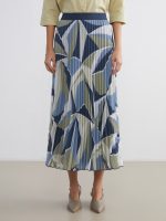 Elastic Waist Patterned Chiffon Pleated Skirt - Image 2