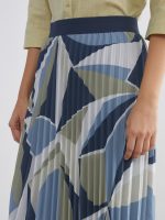 Elastic Waist Patterned Chiffon Pleated Skirt - Image 3