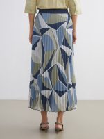 Elastic Waist Patterned Chiffon Pleated Skirt - Image 4