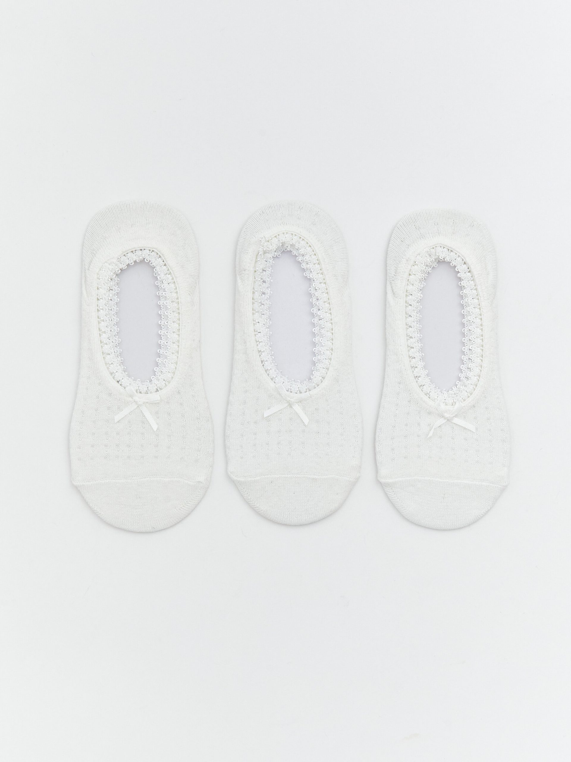 Lace Detail Bow Women's Invisible Socks 3-Pack