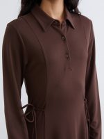 Shirt Dress with Necktie Detail - Image 3