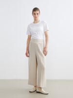 Elastic Waist Wide Leg Women's Trousers