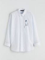 Striped Floral Embroidered Poplin Women's Shirt - Image 5