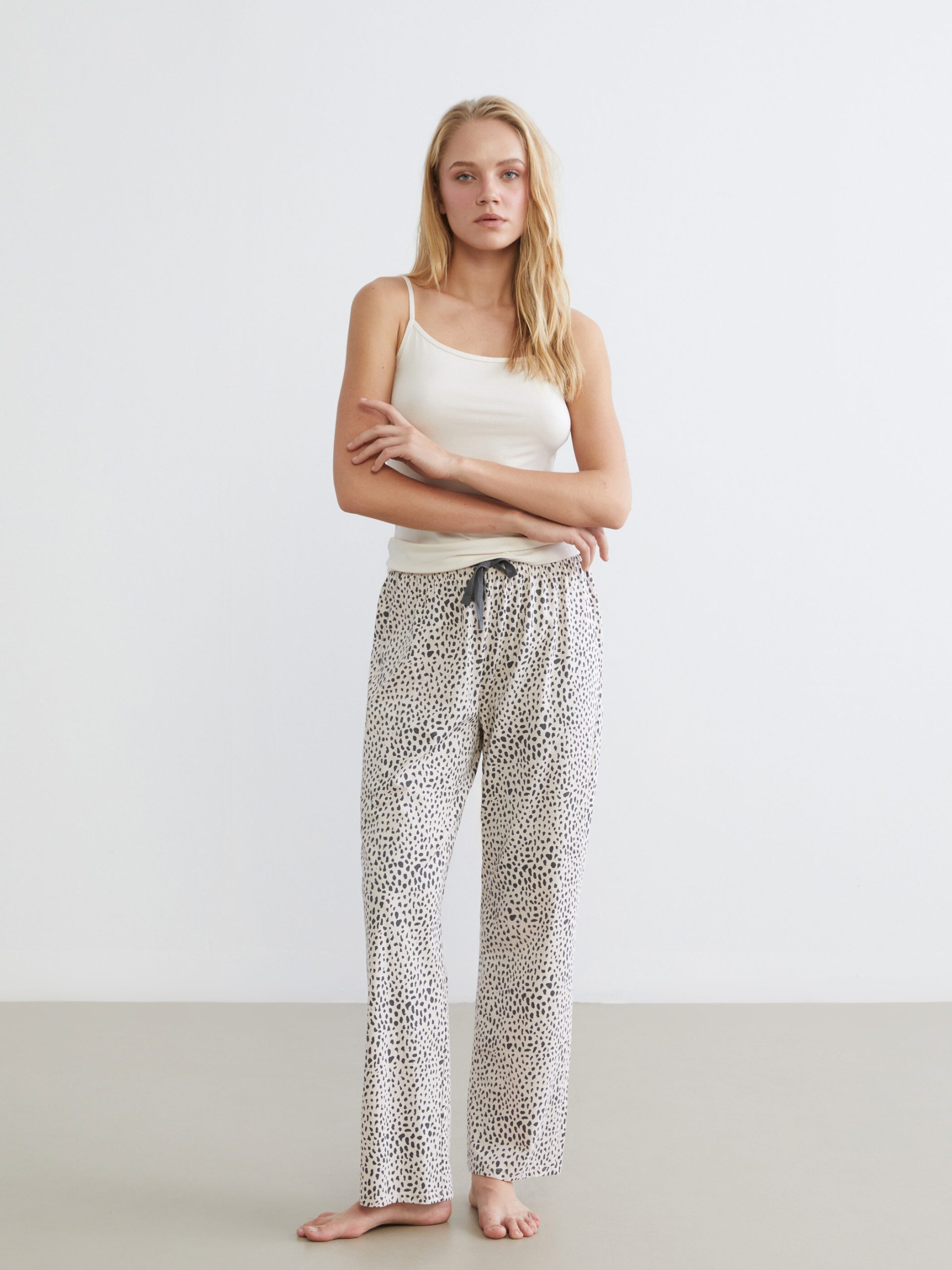 Women's Leopard Print Pajama Bottoms with an Elasticated Waist