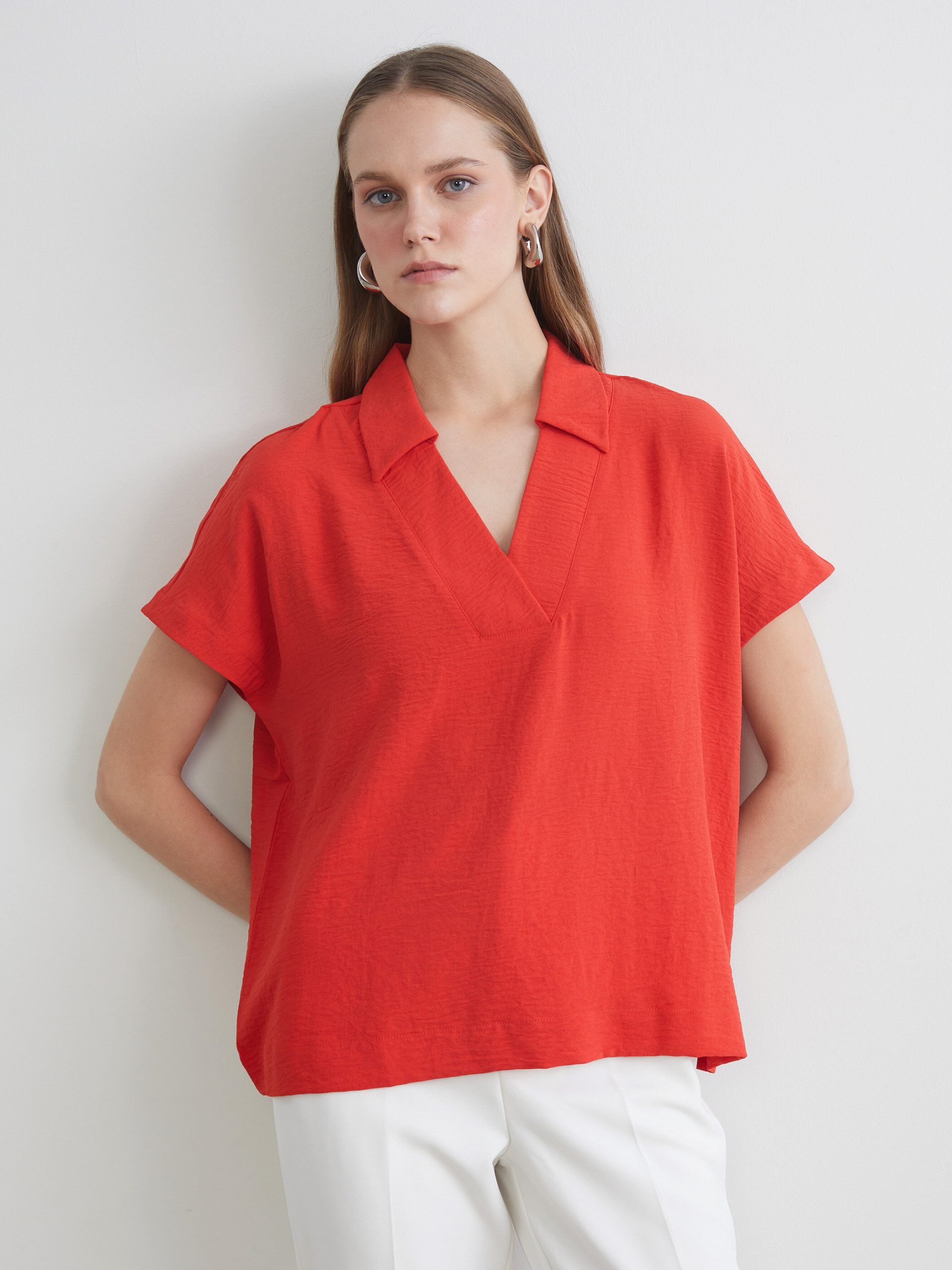 Collared Neck Oversize Aerobin Blouse