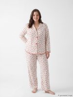 Collared Neck Printed Maternity Pyjama Set - Image 2