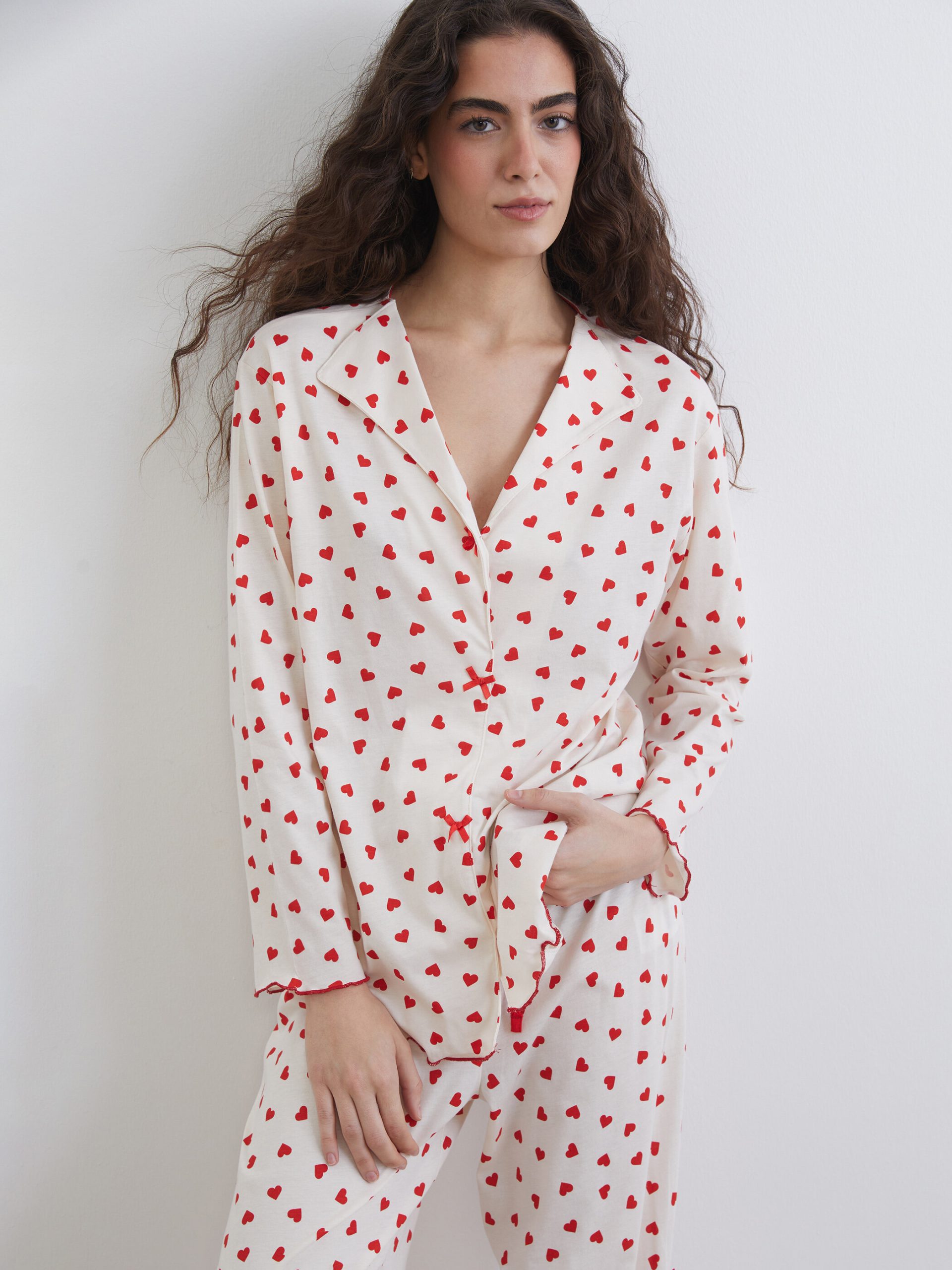 Collared Neck Printed Maternity Pyjama Set