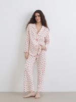 Collared Neck Printed Maternity Pyjama Set - Image 3
