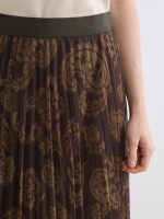 Elastic Waist Patterned Pleated Chiffon Skirt - Image 3
