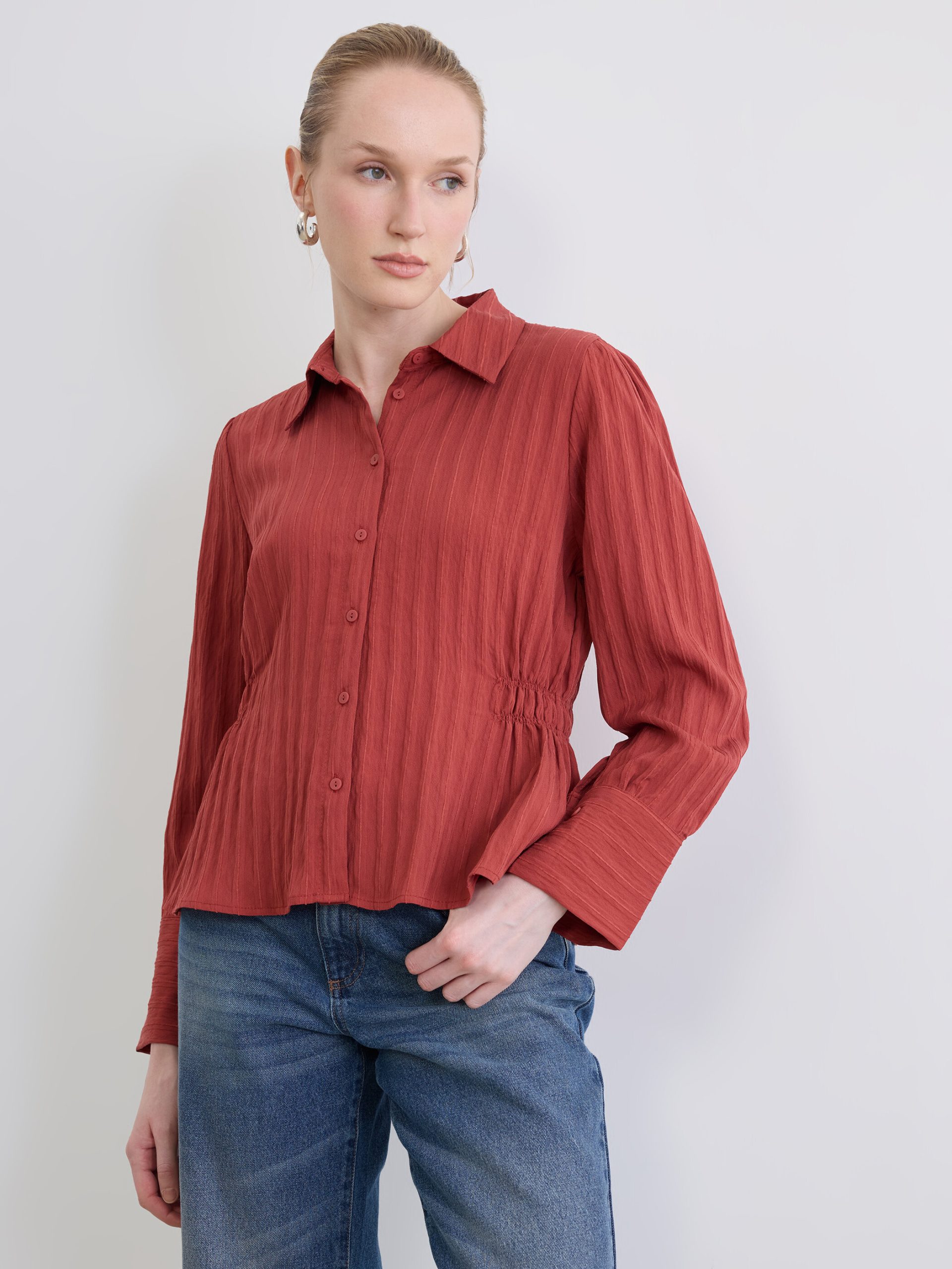 Striped Ruched Women's Shirt