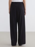 Loose Fit Wide Leg Pleated Women's Fabric Trousers - Image 4
