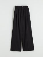 Loose Fit Wide Leg Pleated Women's Fabric Trousers - Image 5