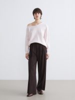 Loose Fit Wide Leg Pleated Women's Fabric Trousers - Image 7