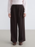 Loose Fit Wide Leg Pleated Women's Fabric Trousers - Image 8
