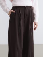 Loose Fit Wide Leg Pleated Women's Fabric Trousers - Image 9
