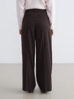 Loose Fit Wide Leg Pleated Women's Fabric Trousers - Image 10