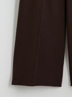 Loose Fit Wide Leg Pleated Women's Fabric Trousers - Image 12